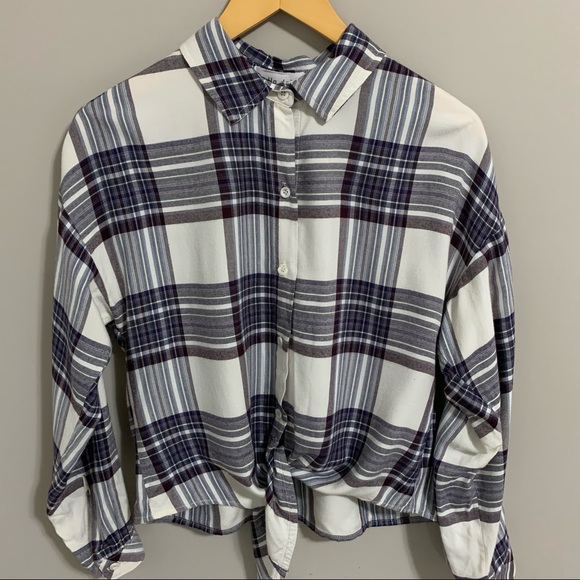Bella Dahl Plaid Tie Front Blouse - Picture 3 of 10